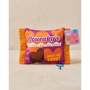Bark Sneaky Squeaky Fart Hearts Squeaky's Peanut Butter Farts Dog Toy Large NWT